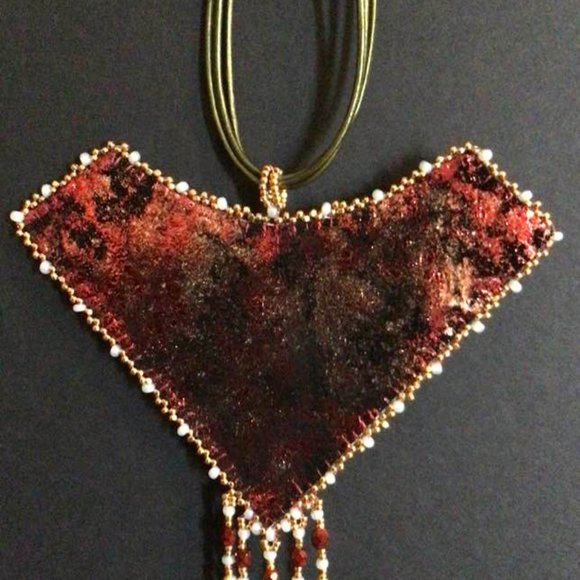 Handmade OOAK Bead Embroidered Necklace - Picture 3 of 4